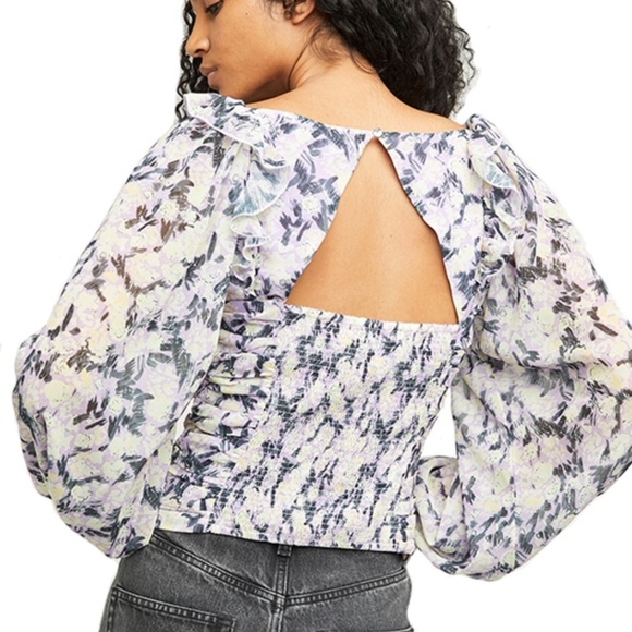 💐 NWT Free People Mabel Printed Blouse in Lilac Combo 💐 - Picture 5 of 5